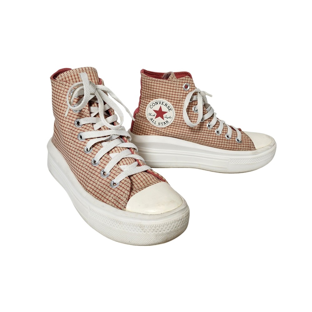 Converse Chuck Taylor All Star Move High Top Platform Red Gingham Womens 7
